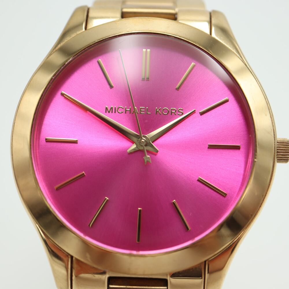 Michael Kors Gold-Tone Bracelet Watch with Pink Dial - Picture 5 of 9